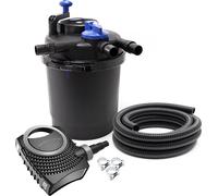 SunSun Kit complet: CPF-2500 Filtre de bassin à pression jusqu’à 6000 L avec 11 Watt lampe uv, NEO-2800 SuperECO pompe 3000l/h 10W, 5m Tuyau 32 mm (1 1/4"), collier de serrage W1 44-47mm