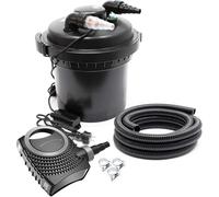 SunSun Kit complet: CPF-280 Filtre de bassin à pression jusqu’à 8000 L avec 11 Watt lampe uv, NEO3800 SuperEco pompe 3600l/h 20W, 5m Tuyau 38 mm (1 1/2"), collier de serrage W1 44-47mm