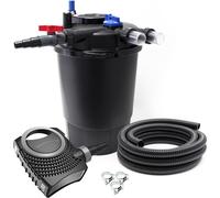 SunSun Kit complet: CPF-30000 Filtre de bassin à pression jusqu’à 12000 L avec 55 Watt lampe uv, NEO6000 SuperEco pompe 6000l/h 40W, 5m Tuyau 38 mm (1 1/2"), collier de serrage W1 44-47mm