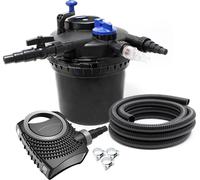 SunSun Kit complet: CPF-5000 Filtre de bassin à pression jusqu’à 9000 L avec 11 Watt lampe uv, NEO6000 SuperEco pompe 6000l/h 40W, 5m Tuyau 38 mm (1 1/2"), collier de serrage W1 44-47mm