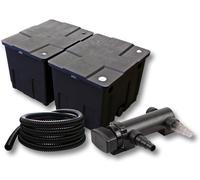 SunSun Kit complet: CBF-350B Filtre de bassin jusqu'à 60000 L Biologique, CUV-318 lampe uv UVC Clarificateur avec 18W, 5m Tuyau 25 mm (1")