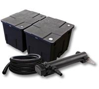 SunSun Kit complet: CBF-350B Filtre de bassin jusqu'à 60000 L Biologique, CUV-324 lampe uv UVC Clarificateur avec 24W, 5m Tuyau 25 mm (1")