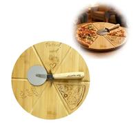 SUNUCO Assiette à pizza en bois personnalisée 33 x 33 x 1,5 cm avec roulette à pizza, planche de service en bois robuste. Cadeau individuel pour mariage, anniversaire, fiançailles ou soirées à pizza