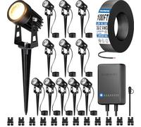 SUNVIE Kit d'éclairage paysager LED tout-en-un basse tension 12 pièces avec transformateur de fil et connecteurs de 30,5 m