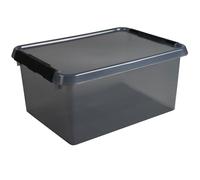 Helit H6165008 - Boîte de rangement the comfort-line 15 L - gris transparent, boîte de rangement avec couvercle