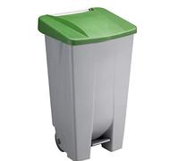 Sunware Basic Poubelle 120 l - 42,5 x 51 x 87,5 cm - Avec roues, pédales, poignée - Gris/vert