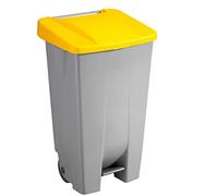 Sunware Basic Poubelle 80 l - 49 x 41 x 75 cm - avec roues, pédale, poignée - Gris/jaune