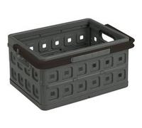 Sunware Boîte de rangement pliante Square 24 L – 43,5x31x21,3 cm – 2 poignées – Anthracite
