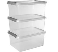 Sunware Comfort Line Boite Rangement 15L - 40x30x18cm - Lot de 3 - Boîte de rangement en plastique avec couvercle, adaptées aux vetement, jouets, materiel de bricolage et plus encore