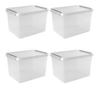 Sunware Comfort Line Boite Rangement 15L - 40x30x18cm - lot de 4 - Boîte de rangement en plastique avec couvercle, adaptées aux vetement, jouets, materiel de bricolage et plus encore