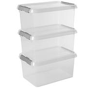 Sunware Comfort Line Boite Rangement 6L - 30x20x14,5cm - Lot de 3 - Boîte de rangement en plastique avec couvercle, adaptées aux vetement, jouets, materiel de bricolage et plus encore