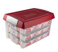 Sunware Nesta Boîte de rangement pour boules de Noël 60L - Insert pour 60 boules de Noël - Transparent/Rouge