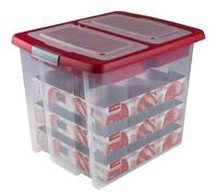 Sunware Nesta Christmas Ball Storage Box 45L - Rangement boules de Noel - Plateaux pour 48 boules de Noël - Transparent/Rouge