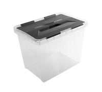 Sunware Onyx Lot de 6 boîtes de rangement avec couvercle à charnière divisé - 15 l - 36 x 23,5 x 26,5 cm - Transparent/anthracite