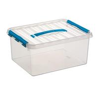 Boite plastique - SUNWARE - QLINE Box 15L - Transparente - Couvercle bleu - Poignée intégrée