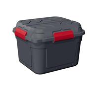 Sunware Q-line Boîte de Rangement Étanche 90L - 60,1x53,1x42,5cm - Coffre de Rangement Plastique avec Couvercle et 4 Clips - Anthracite/Rouge