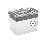 Sunware Q-line Boite de Rangement Plastique 9L - 30x20x22,3cm - Avec Couvercle - Avec Insertion Amovible - Paniers et boîtes de rangement