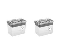Sunware Q-line Boite de Rangement Plastique 9L - 30x20x22,3cm - Avec Couvercle - Avec Insertion Amovible - Paniers et boîtes de rangement (Lot de 2)