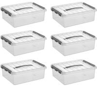 Sunware Q-line Boîte de rangement transparente/grise 10 litres - lot de 6 pièces