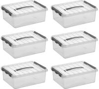 Sunware Q-line Boîte de rangement transparente/grise 12 litres - lot de 6 pièces