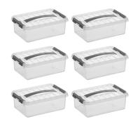 Sunware Q-line Boîte de rangement transparente/grise 4 litres - lot de 6 pièces