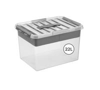 Sunware Q-Line Boite Rangement 22L - 40x30x26cm - Boîte de rangement en plastique avec couvercle, adaptées aux vetement, jouets, materiel de bricolage et plus encore - Caisse rangement