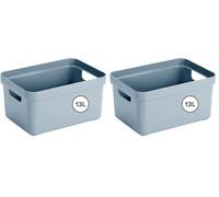 Sunware Sigma Home Boite de Rangement 13L - 35x24,6x18,3cm - Plastique - Panier rangement bleu (Lot de 2)