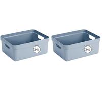 Sunware Sigma Home Boite de Rangement 24L - 44,5x34,5x18,3cm - Plastique - Panier rangement bleu (Lot de 2)