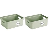 Sunware Sigma Home Boite de Rangement 24L - 44,5x34,5x18,3cm - Plastique - Panier rangement vert (Lot de 2)