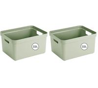 Sunware Sigma Home Boite de Rangement 32L - 44,5x34,5x24,3cm - Plastique - Panier rangement vert (Lot de 2)