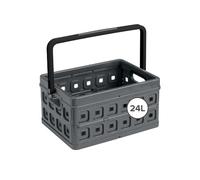 Sunware Boîte de rangement pliante Square 24 L – 43,5x31x21,3 cm – 2 poignées – Anthracite