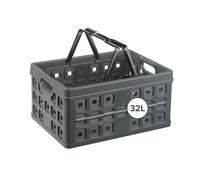 Caisse pliante - FAST - 32 L - Noir - 49 cm x 36 cm x 24,5 cm - 2 anses