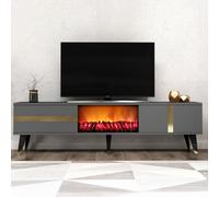 Suny meuble tv avec cheminée led 150cm gris anthracite