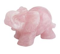SUNYIK Pierre Précieuse Éléphant Poche à Découper Serre-Livre Amulette Figurine Décor 1.5" 1-Rose Quartz