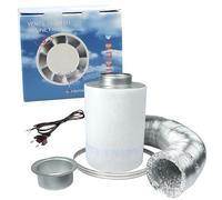 SUPACROP Kit de Ventilation 100mm 125mm 150mm pour Chambre de Culture avec Extracteur d'air et Filtre à Charbon Actif