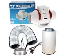 SUPACROP Kit de Ventilation 100mm 125mm 150mm pour Chambre de Culture avec Extracteur d'air et Filtre à Charbon Actif