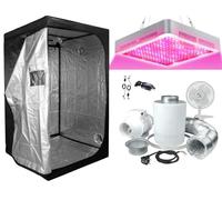 SUPACROP Pack Chambre de Culture LED 2000W Full Spectrum - 40x40x120cm / 60x60x140cm / 80x80x160cm au Choix. Kit Box Complet LED avec Switch, Timer, Extracteur d'air, Filtre à Charbon