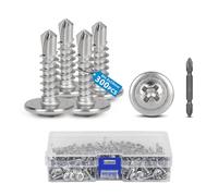 SUPAWAY 300 pièces M4.8 x 19 mm Vis autoperceuse 410 acier inoxydable à tête plate Auto-perceuses pour métal Empreinte PH/Cruciforme Vis autoforeuse pour metal Boite vis pour placo