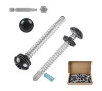 SUPAWAY Lot de 100 Vis à tôle Torx M5,5 x 50 mm Vis de toiture métallique | Anthracite RAL 7016, Vis autoperceuses de couverture avec rondelle EPDM et embout TX-30, pour aux tôles trapézoïdales