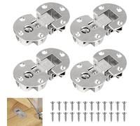 SUPAWAY Lot de 4 Charnières à rabattre semi-circulaires, axe de rotation à 90° Charnière de couvercle réglable 3D 35 mm, Charnière pour meuble de table escamotable, salle à manger, plateau rabattable