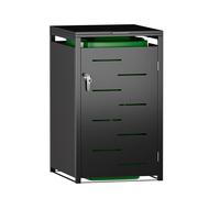 SUPEER Cache-poubelles 2 et 1 compartiments | jusqu'à 240 litres | noir | acier galvanisé | amortisseurs premium | résistant aux intempéries | tiges hydrauliques | poignée de porte avec serrure |