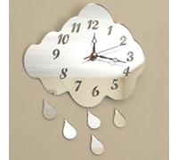 Super Cool Creations Miroir Horloge Cloud & 5 Gouttes de Pluie 25 cm x 20 cm