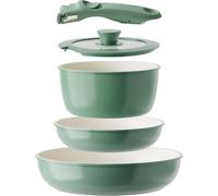 【super deal】Redchef Ensemble de 5 pièces en céramique, inclut une casserole 20 cm avec couvercle, des poêles 20 cm et 26 cm, poignée amovible, sans PTFE/PFOA/PFAS, compatible lave-vaisselle, coloris v