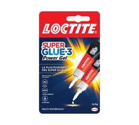 LOCTITE Colles Cyanoacrylates SUPERGLUE-3 Power Gel Tube 3g Lot de 2 Bliste