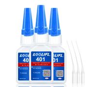 Super Glue for Plastic, Cyanoacrylate Based Adhesive for PLA, Acrylic, Metal, Plastic, DIY, with Anti-Clog Cap, Waterproof, Heat-Resistant, Plastic glue heavy duty Jiu 401-3pcs