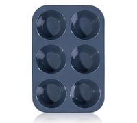SUPER KITCHEN Grand Moule Muffin 6 Moule Silicone Patisserie Cupcake Gateau | Plaque à Muffins Anti-adhésif Moule à Pâtisserie pour Muffins, Cupcakes, Brownies, Pudding 27,8 x 19 x 5 cm (Gris)