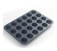 SUPER KITCHEN Mini Moule à Muffins 24 en Silicone Plaque à Muffins Anti-adhésif Moule à Pâtisserie, Cupcakes, Brownies, Pudding 34 x 23 x 2,5 cm (Gris)