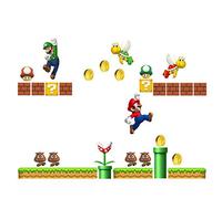 Super Mario Build a Scene Sticker mural amovible pour chambre d'enfant Multicolore. 30*90cm + 30*90cm