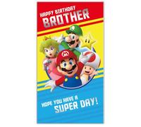 Super Mario Carte d'anniversaire officielle pour frère, carte d'anniversaire pour frère, 22,9 x 12,7 cm