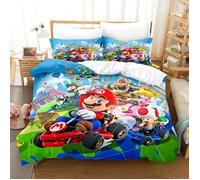Super Mario Cosplay Housse de couette Lot de 3 pièces 200x200 cm King size impression 3D haute définition Parure de lit 3D